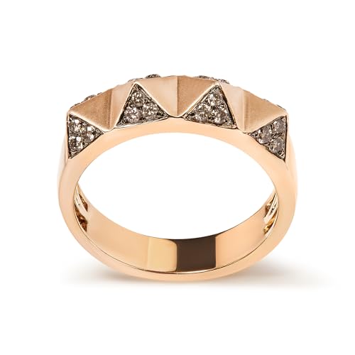 14K Rose Gold 1/4 Cttw Brown Diamond Pyramid Band Ring (Brown Color, SI1-SI2 Clarity)- Size 7
