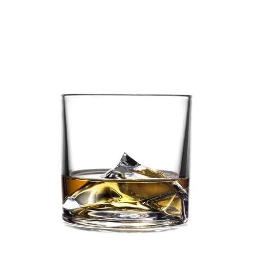 LIITON Mount Everest Heavy Crystal Whiskey Glasses Gift Set of 2, Thick Freezable Bourbon Glass 1lb Each, Premium Whiskey Gifts for Men, Frozen Crystal Chills Cocktails, 10 oz