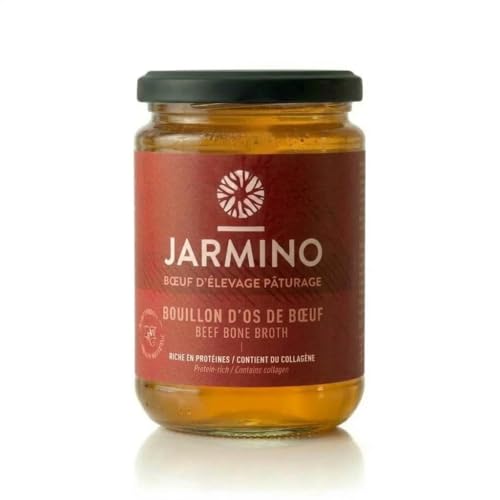 JARMINO Bouillon d'os de boeuf (4x 350ml) | bone broth soupe | acide hyaluronique, collagène et protéine naturelle | bio