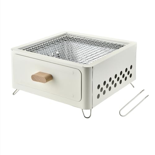 ミニバーベキューコンロ 焚火コンロ キャンプ用グリル 31cm*31cm BBQ卓上コンロ 焚き火台 肉コンロ キャンプ用品 卓上焼き 炭火焼き バーベキュー ベーキングトレイ付 串焼 炭火暖房 携帯便利 アウトドア愛好者のプレゼント (A)