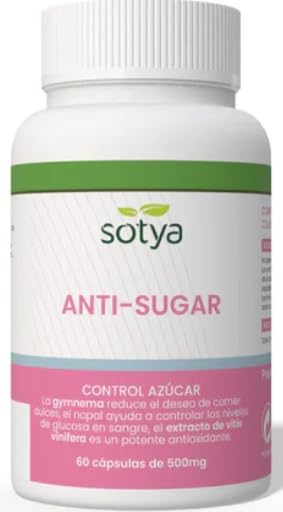 Anti-Sugar 60 Cápsulas 500mg | Con Gymnema, Nopal y Extracto de Uva Roja | Con Colágeno | Complemento Alimenticio con Antioxidantes Naturales