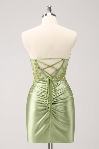 Strapless Homecoming Dresses 2025 Lace Appliques Corset Satin Tight Backless Short Prom Dresses for Teens3