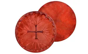 ARAW American Shamanic Native Drum Bison Natural Hide, Mulberry Wood Frame, Red Color (16 Inches Diameter X 3 Inches Depth)