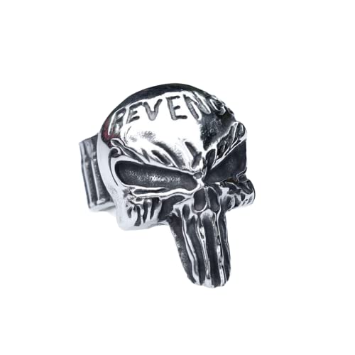 Bague pour hommes LAMGUL avec masque de punisseur squelette punk