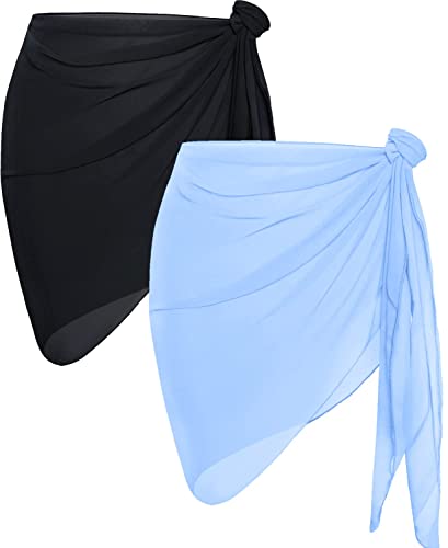 Image of CHICGAL 2 Pieces Women Beach Sarong Bathing Suit Wrap Skirt Sheer Bikini Swimsuit Cover Ups for Swimwear