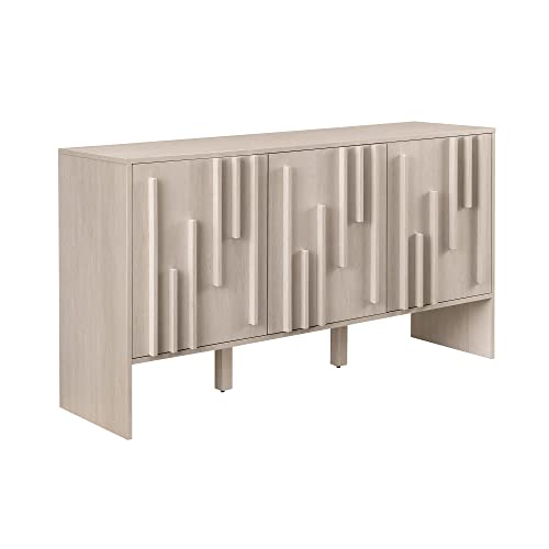 Walker Edison AZILD5DIO Contemporary Detailed 3-Door Sideboard 55 Inch Ivory Oak cover