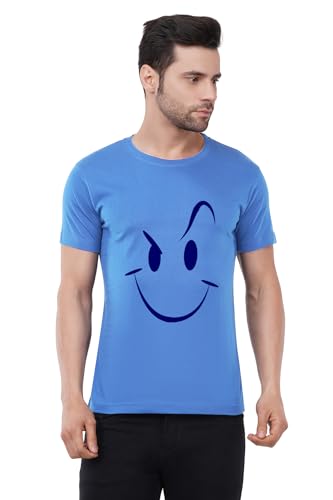 Image of Caseria Men's Cotton Printed T-Shirt -Smiley Stroke | 100% Cotton | Half Sleeves | Regular Fit | Printed | Round Neck | Graphic T Shirt