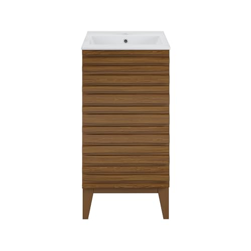 Image of Swiss Madison Cascade 18 inch Bathroom Vanity in Brown Oak