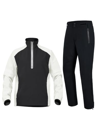 fit space Waterproof Golf Rain Suit for Men, White, Medium