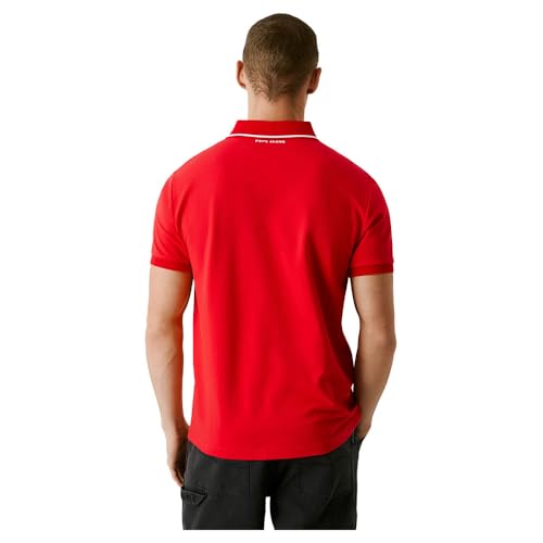 Pepe Jeans Tipped Logo Poloshirt für Herren, Rot (Marsrot), XL – Ansicht 2