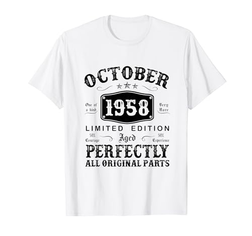 Regalo 66 Años Cumpleaños Hombre Original Octubre 1958 Camiseta