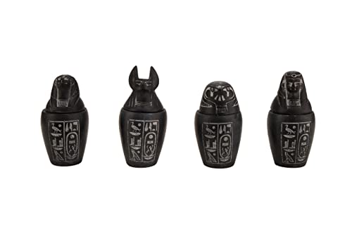 Sons of Horus Egyptian Art Canopic jars gray stone made