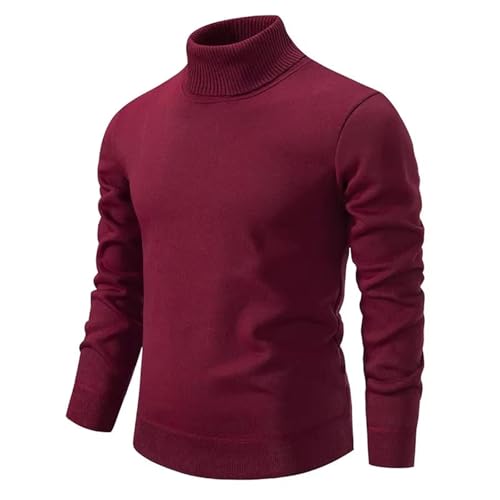 Men's Turtleneck Sweater Knitted Pullover Warm Loose Solid Color Casual Top4
