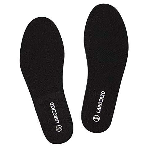 LARGERED Memory Foam Insoles for Women Men,Cushioned Shoe Insoles for Work Boots,Trainers,Walking Shoes,Replacement Inner Soles for Men,Shock Absorbing Foot Pain Relief Black Insoles UK8/EUR42 Cover
