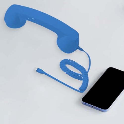Image of Retro Phone Handset Phone Receiver for Mobile Meetings All Smartphones Black | Corded Telephones | Zoomela (Blue)