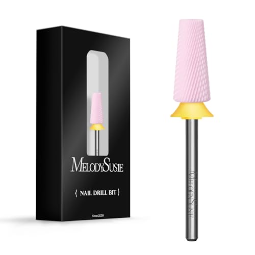 Image of MelodySusie 5 in 1 Nail Drill Bits, 3 /32'' Ceramic Cross Cut Bits, Suitable for Manicure Pedicure Cuticle Gel Polishing, Pink, Series Bit-M, Extra Fine
