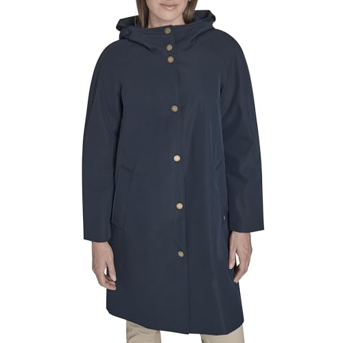 Tommy Hilfiger Women's Snap Front Raincoat, Navy, L by Tommy Hilfiger - Image 5