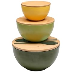 3 Colors with Bamboo Lid & Serving Utensils