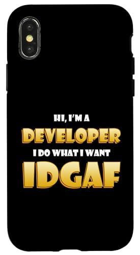 Developer IDGAF Funny Occupational Hacker Costume Coder Dev �X�}�z�P�[�X iPhone X/XS �p
