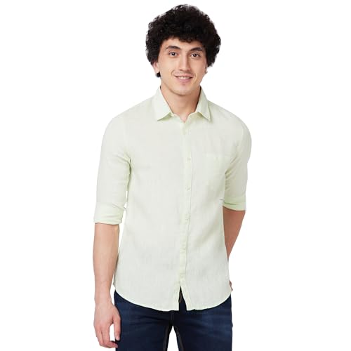Image of Spykar Men's Regular Fit N /A Full Sleeve Solid Casual Shirts
