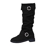 Botas Cowboy Camperas Altas Mujer Elegantes, cómodas Botines Invierno Caña Ancha Biker De Montar A Caballo Estilo Retro Botas Vintage para otoño Zapatos Senderismo Antideslizante