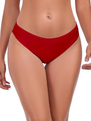 Image of Ocean Blues Women's Low Waisted Moderate Coverage Bikini Bottom Red