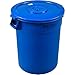 Global Industrial Commercial Round Trash Can, 32 Gallon Capacity, Plastic Garbage Can, Indoor and Outdoor Utility Trash Can, Blue, 21-3/4