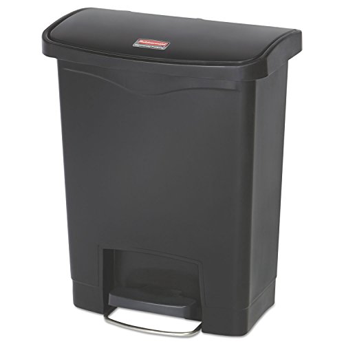 Rubbermaid Commercial Products Slim Jim 1883609 30 Litre Front Step Step-On Resin Wastebasket - Black