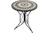 kynast exklusiv Mosaik Gartentisch rund mit Metallgestell Ø 60 cm schwarz Bistro Tisch