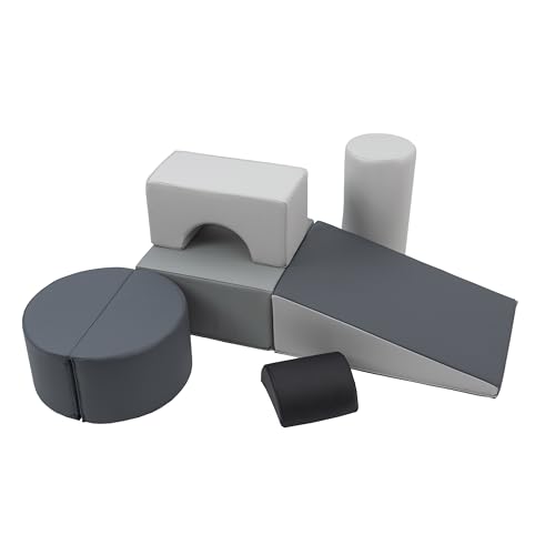 Image of FDP SoftScape Playtime and Climb Multipurpose Playset for Infants, Toddlers 10m-2yrs Climber and Block Play, Learn Gross Motor Skills at Home or Daycare (6-Piece) - Gray/Light Gray, 12364-GYLG