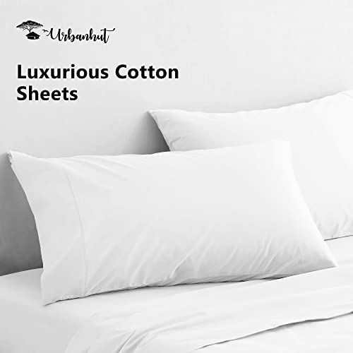 Urbanhut 1000 Thread Count 100% Egyptian Cotton Queen Sheets Set Quality (4Pc), Luxury Bed Sheets For Queen Size Bed, Sateen Weave Hotel Sheets, 16" Elasticized Deep Pocket - White #TOP5