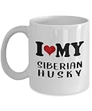 I Love My Siberian Husky Dog Breed Lover Coffee Mug Tea Cup - 11oz Novelty - Working Sled Dog Siberian Huskies Puppy Pet Owner Funny Gag Themed Gifts Idea