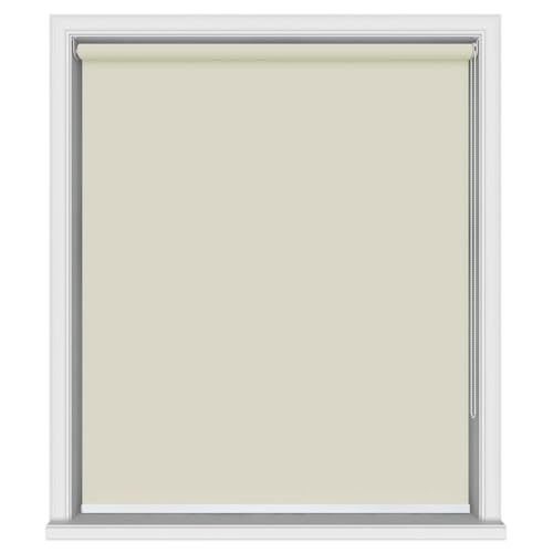 Image of 100% Blackout Roller Blinds for Windows 45 Inch W X 60 Inch L Roll-Up Shades Sun UV Protection for Home & Office, Ivory| Heavy Duty in 38 MM Pole