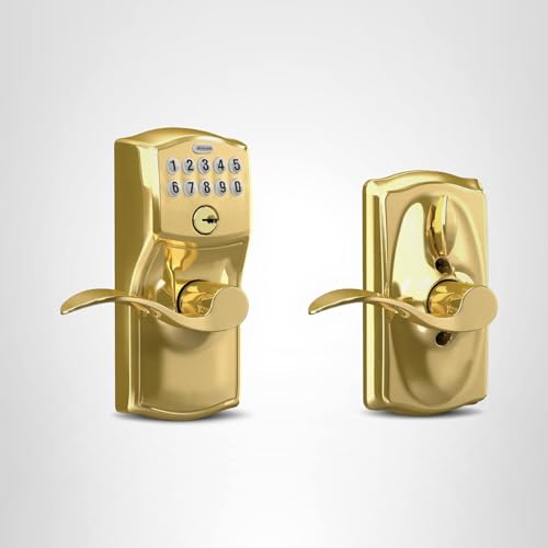 SCHLAGE FE595 CAM 505 16-234 10-027 Camelot by Accent Keypad Lever with Flex Lock, Bright Brass thumbnail 10