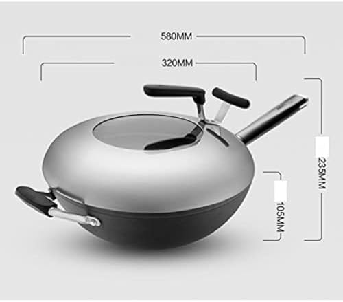 Wok de hierro fundido sin recubrimiento hecho a mano 320x105 mm miniatura 2