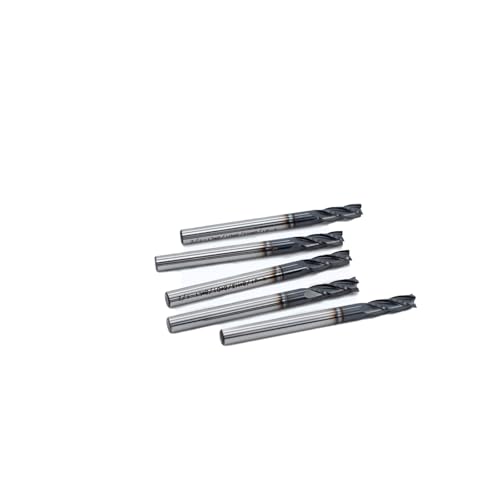 Image of Square End Mills Set JESTUOUS Carbide 4 Spiral Flute Titanium Coating Drill Bits 1 /8 inch Shank Dia.3 /8 inch Cut Length for Milling Metal,5 Pieces