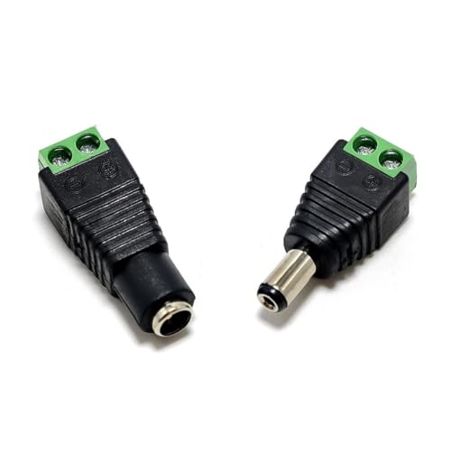 Conector DC 2.1x5.5mm macho hembra clavija jack de corriente 12V para cámaras y luces LED 5 uds 3