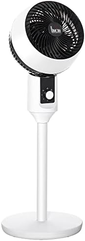 HOMCOM 32'' Air Circulator Fan 3 Speed, 70° Oscillation 90° Vertical Tilt, Round Base, Carry Handle, for Living Room, Bedroom, Office, Black and White