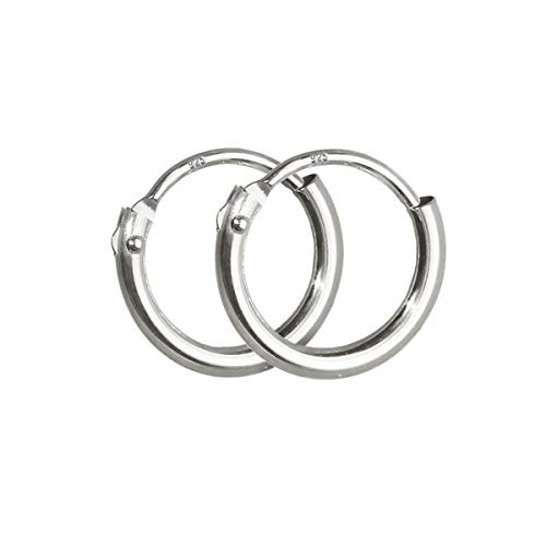 NKlaus 925 Plata de Ley de alta gama pendientes de 10mm con acabado pulido