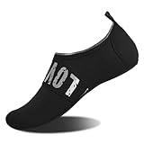 Womens and Mens Water Shoes Barefoot Quick-Dry Aqua Socks for Beach Swim Surf Yoga Exercise (Silver Love/Black, M)