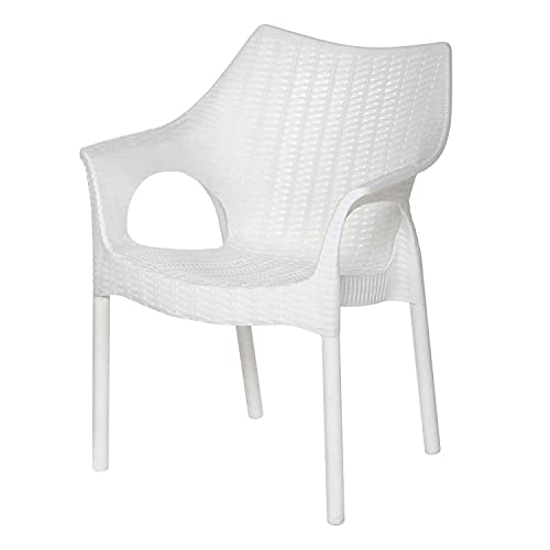 Image of Supreme Cambridge Heavy Plastic Chair | Oversized Arm Chair for Indoor and Outdoor Use (Color: White; Qnt: 2 Pc.)
