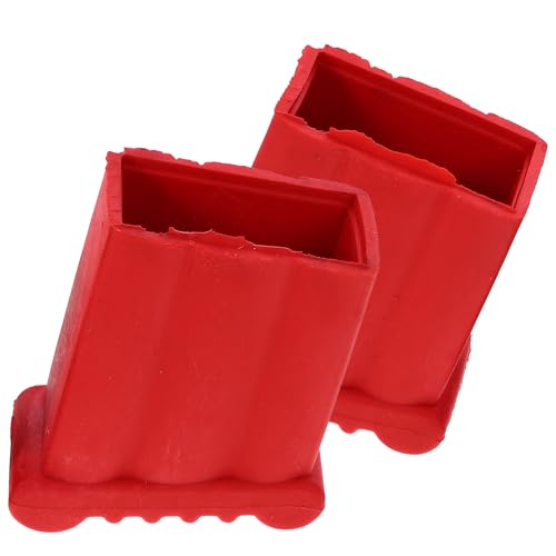 HAPINARY Lot de 2 Patins pour Pieds d'Échelle en Caoutchouc Antidérapant 25X70 MM Rouge, Protection pour Escabeau et Accessoires de Sécurité Échelle