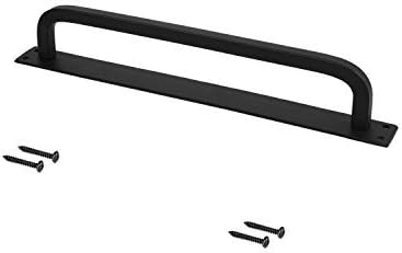SMARTSTANDARD 12” Antique Rustic Handmade Barn Door Handles, Black Flush Long Base Handle Pull, for Gate, Shed, Garage