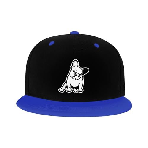 French Bulldog Snapback Hat Boys Girls Fashion Hip Hop Adjustable Flat Bill Hat Red2