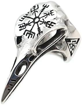 GAUEIOUR Raven Skull Rings Vintage Viking Punk Jewelry Unisex Jewelry