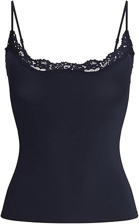 Starrylion Padded Lace Camisole Tops for Women Double Lined Sexy Square Neck Black Tank Top Going Out Outfits Club Party Shirt Black S