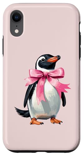 Coquette Bow Penguin Bird Girl mamma rosa festa della mamma Custodia per iPhone XR