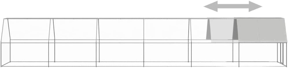 Outdoor Walk-in Chicken Coop Cage Wire Mesh Sidewalls Fence Galvanized Steel Lockable with PE Roof Cover Backyard Garden Pet Run House for Bunny Hen Ducks Goose 6.6' x 32.8' x 6.6'(A)