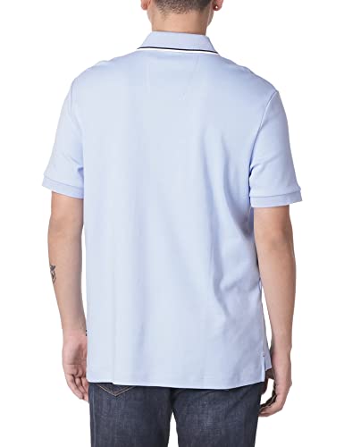 Nautica mens Classic Fit Short Sleeve Dual Tipped Collar Polo Shirt, Noon Blue, Medium US