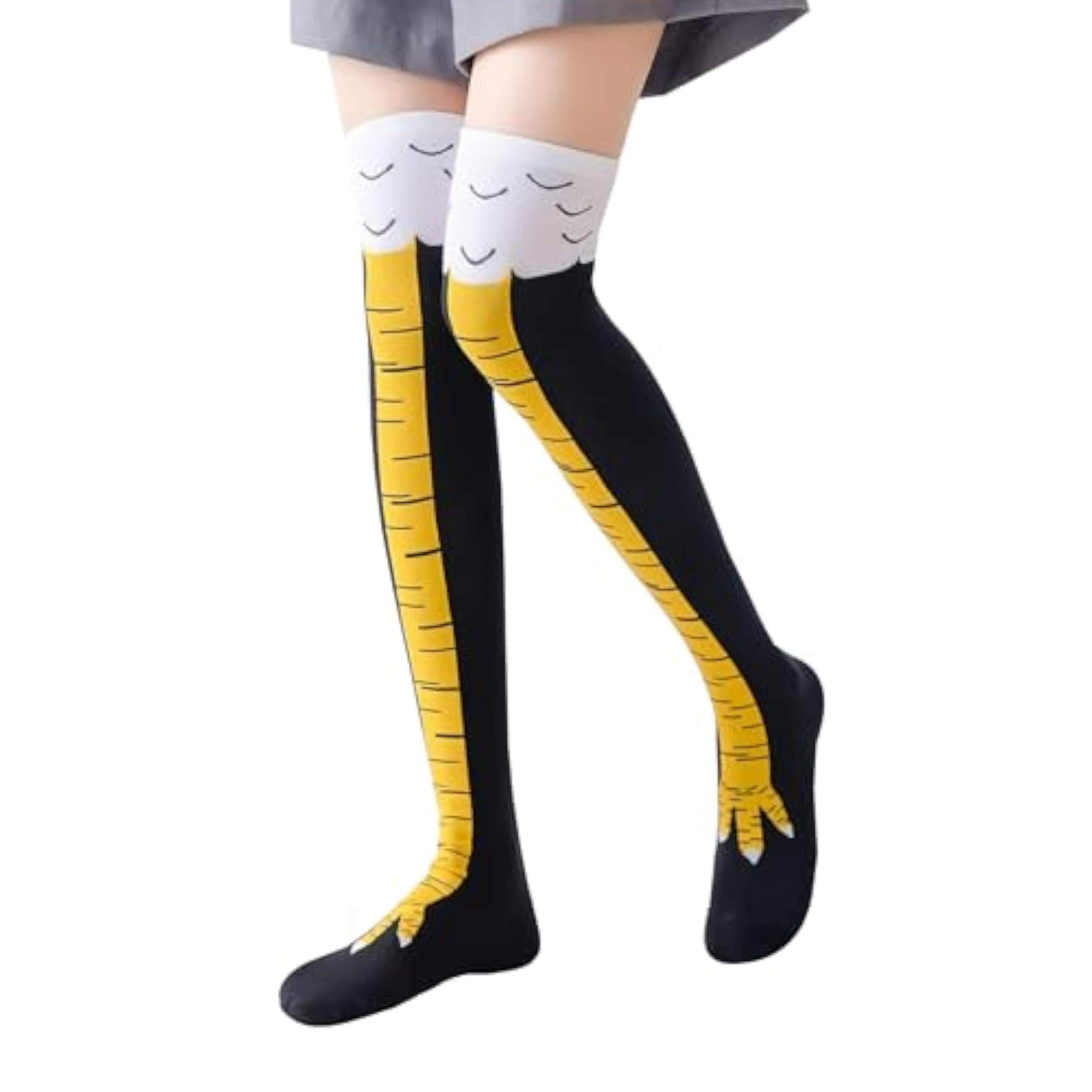 Anrbb Calcetines de Pata de Pollo Calcetines Divertidos Personalizados con Patas de Pollo, Divertidos Calcetines por Encima de la Rodilla para Hombres y Mujeres, Divertido Disfraz de Patas de Pollo